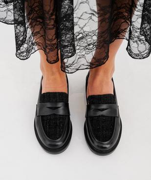 Mocassins avec dessus textile pailleté femme vue1 - FOLLOW ME - GEMO