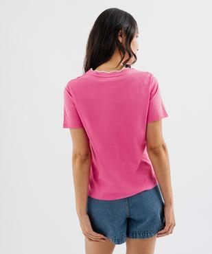 Tee-shirt manches courtes à col fantaisie femme vue4 - GEMO(FEMME PAP) - GEMO