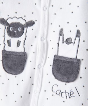Pyjama bébé en velours fermeture devant motifs étoiles vue2 - GEMO(BB COUCHE) - GEMO