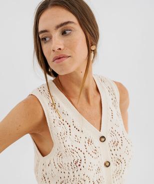 Débardeur en maille ajourée à boutonnière femme vue2 - GEMO 4G FEMME - GEMO