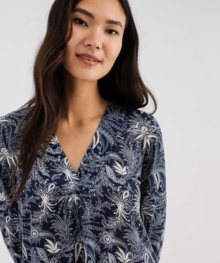 Tee-shirt manches longues imprimé col V fantaisie femme vue5 - GEMO 4G FEMME - GEMO