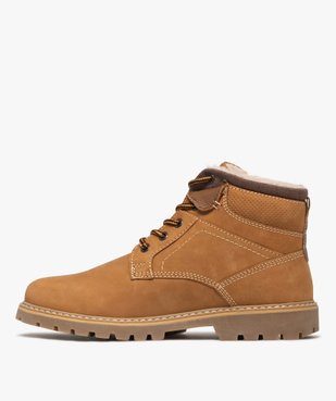 Boots fourrées dessus cuir à semelle crantée homme vue10 - URBAN STEPS - GEMO
