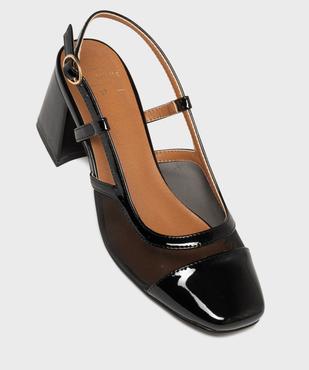 Escarpins slingback vernis à talon large et bout carré femme - Follow Me vue5 - FOLLOW ME - GEMO