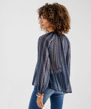 Blouse imprimée en voile avec empiècement froncé femme vue3 - GEMO(FEMME PAP) - GEMO