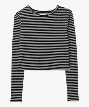 Tee-shirt court à manches longues rayé femme vue4 - GEMO 4G FEMME - GEMO