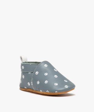 Chaussons bébé en cuir imprimé pattes de chat  vue2 - GEMO (ENFANT) - GEMO