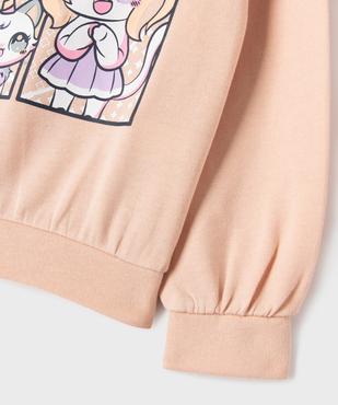Sweat blousant en molleton doux imprimé fille vue3 - GEMO 4G FILLE - GEMO