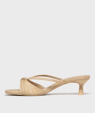 Sandales mules aspect raphia à petit talon femme - Follow Me vue3 - FOLLOW ME - GEMO