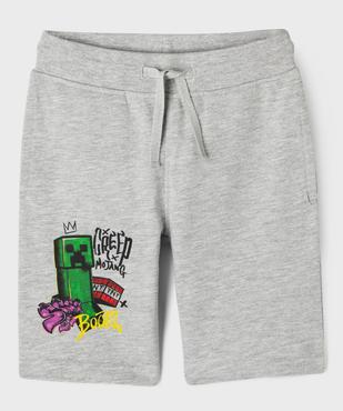 Bermuda en maille avec motifs graffitis garçon - Minecraft vue1 - MINECRAFT - GEMO