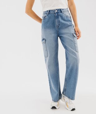 Jean cargo ample en denim de coton femme vue3 - GEMO 4G FEMME - GEMO