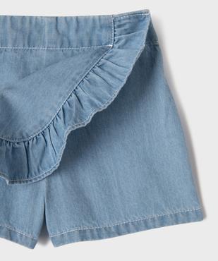 Jupe short en jean à volant bébé fille vue2 - GEMO 4G BEBE - GEMO
