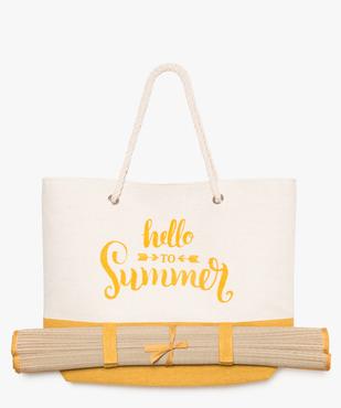 Sac de plage en toile bicolore avec inscription et natte de plage vue1 - GEMO (ACCESS) - GEMO