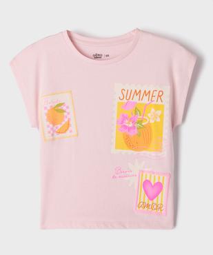 Tee-shirt manches courtes coupe oversize à motif fille vue1 - GEMO 4G FILLE - GEMO