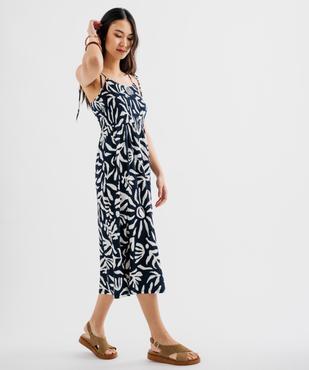 Robe midi à fines bretelles en tissu texturé femme vue1 - GEMO 4G FEMME - GEMO