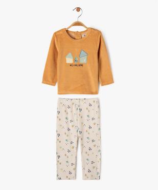 Pyjama 2 pièces en velours avec motifs maisons bébé garçon  vue2 - GEMO(BB COUCHE) - GEMO