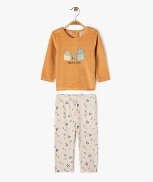 Pyjama 2 pièces en velours avec motifs maisons bébé garçon  vue2 - GEMO(BB COUCHE) - GEMO