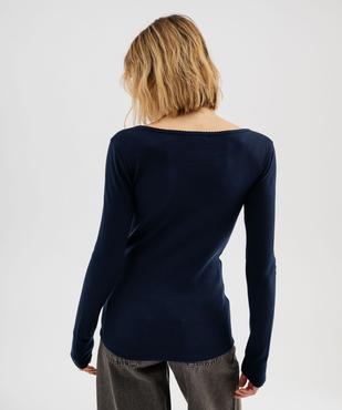 Tee-shirt manches longues en maille côtelée extensible femme vue3 - GEMO 4G FEMME - GEMO