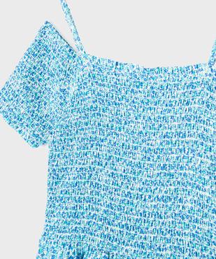 Robe fleurie à fines bretelles et buste smocké fille vue2 - GEMO 4G FILLE - GEMO