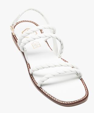 Sandales femme plates unies en cuir et à brides tressées - Taneo vue5 - TANEO - GEMO