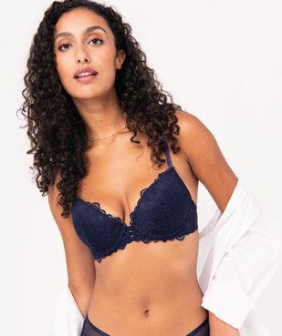 Soutien-gorge push-up en dentelle avec dos fantaisie vue1 - GEMO(HOMWR FEM) - GEMO