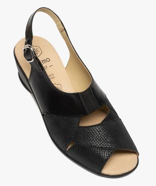 Sandales femme confort compensées dessus cuir uni vue5 - GEMO (CONFORT) - GEMO