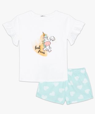 Pyjashort fille avec motif licorne et cœurs vue2 - GEMO (ENFANT) - GEMO