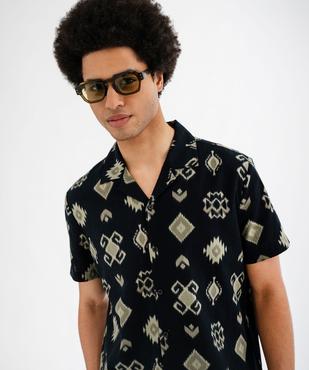 Chemise imprimée en coton avec col cubain homme vue3 - GEMO (HOMME) - GEMO