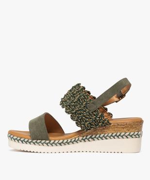Sandales femme à talon compensé avec bride large ondulée fantaisie vue3 - SANS MARQUE - GEMO