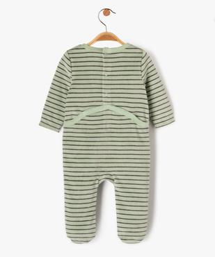 Pyjama dors-bien en velours à rayures avec message bébé garçon vue5 - GEMO(BB COUCHE) - GEMO