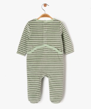 Pyjama dors-bien en velours à rayures avec message bébé garçon vue5 - GEMO(BB COUCHE) - GEMO