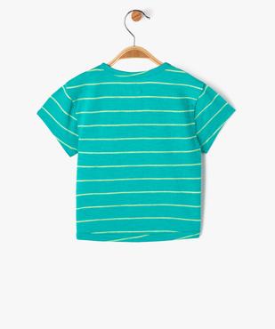 Tee-shirt à manches courtes rayé col tunisien bébé garçon vue4 - GEMO 4G BEBE - GEMO