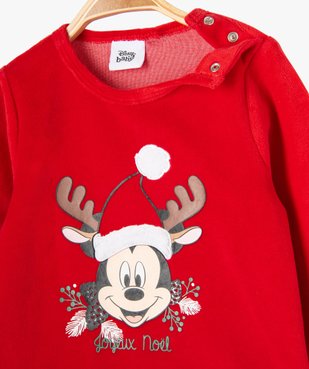 Pyjama 2 pièces velours spécial Noël avec motif Mickey bébé garçon - Disney Baby vue3 - DISNEY BABY - GEMO