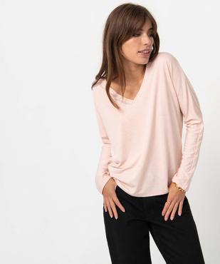 Tee-shirt femme à manches longues en maille scintillante vue1 - GEMO(FEMME PAP) - GEMO