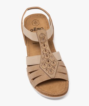 Sandales compensées à brides élastiques et strass femme vue5 - GEMO (CONFORT) - GEMO