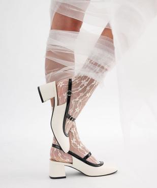 Ballerine sling-back bicolore à large talon femme vue7 - FOLLOW ME - GEMO