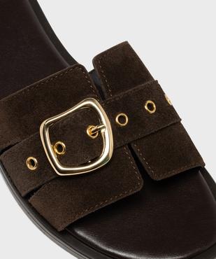 Mules en cuir suédé à bout ouvert femme - Tanéo vue6 - TANEO - GEMO
