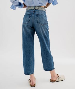 Jean straight cropped taille haute avec ceinture à nouer femme vue4 - GEMO(FEMME PAP) - GEMO