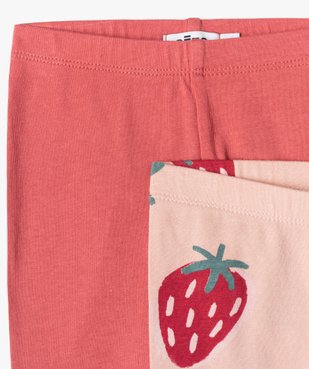 Leggings bébé fille uni et imprimé  (lot de 2) vue2 - GEMO(BEBE DEBT) - GEMO