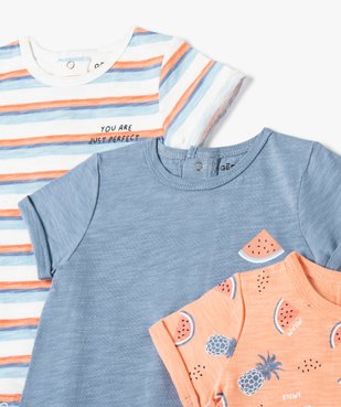Combishort bébé garçon avec manches à revers (lot de 3) vue2 - GEMO(BB COUCHE) - GEMO