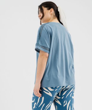 Tee-shirt manches courtes avec détails brodés femme grande taille vue3 - GEMO 4G GT - GEMO