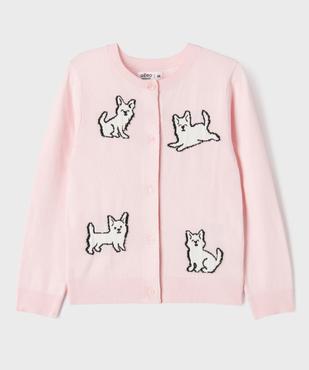 Gilet à col rond avec motifs chats fille vue1 - GEMO 4G FILLE - GEMO