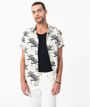 Chemise à manches courtes en coton léger et col cubain homme vue1 - GEMO (HOMME) - GEMO