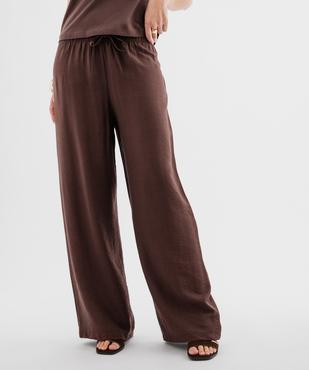 Pantalon fluide coupe ample avec taille élastique femme vue1 - GEMO(FEMME PAP) - GEMO