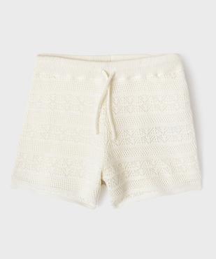 Short en maille ajourée avec ceinture élastique fille vue1 - GEMO (ENFANT) - GEMO