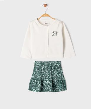 Ensemble 2 pièces jupe + gilet bébé fille vue2 - GEMO(BEBE DEBT) - GEMO