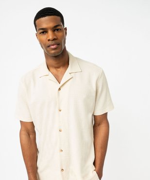 Chemise manches courtes en maille texturée et col cubain homme vue2 - GEMO (HOMME) - GEMO
