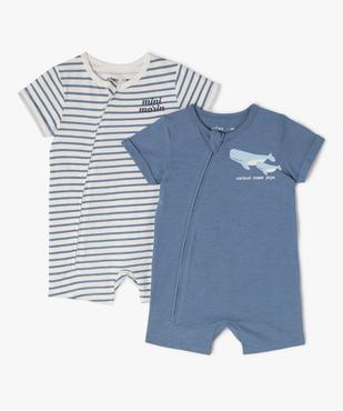 Combishort en coton avec fermeture zippée bébé garçon (lot de 2) vue1 - GEMO(BB COUCHE) - GEMO