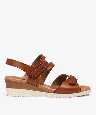 Sandales femme compensées à brides scratch en cuir vue1 - VALENTINA BALDA - GEMO