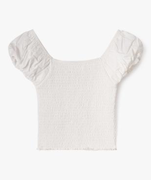 Tee-shirt à smocks et col Bardot fille vue3 - GEMO 4G FILLE - GEMO