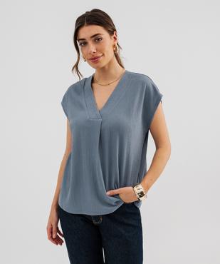 Tee-shirt manches courtes à col V femme vue1 - GEMO 4G FEMME - GEMO